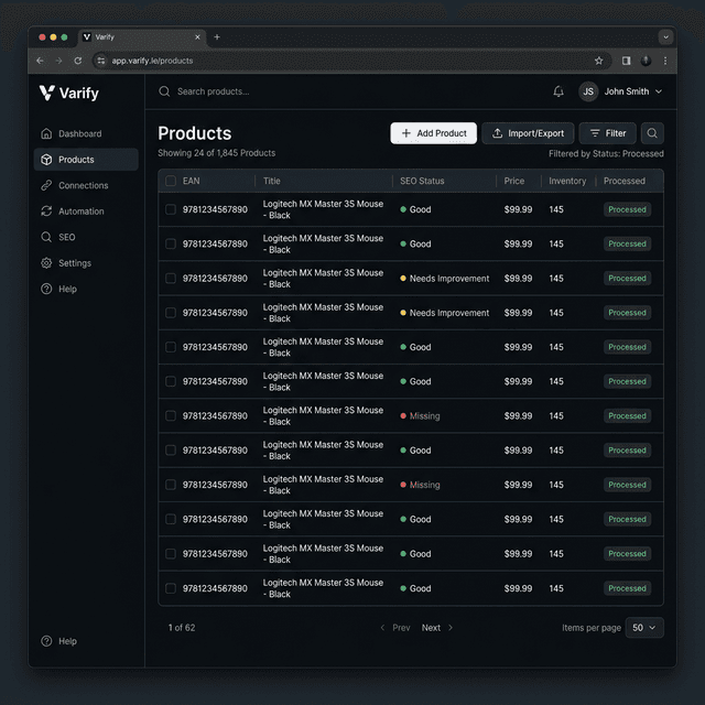 Varify SaaS Dashboard Preview